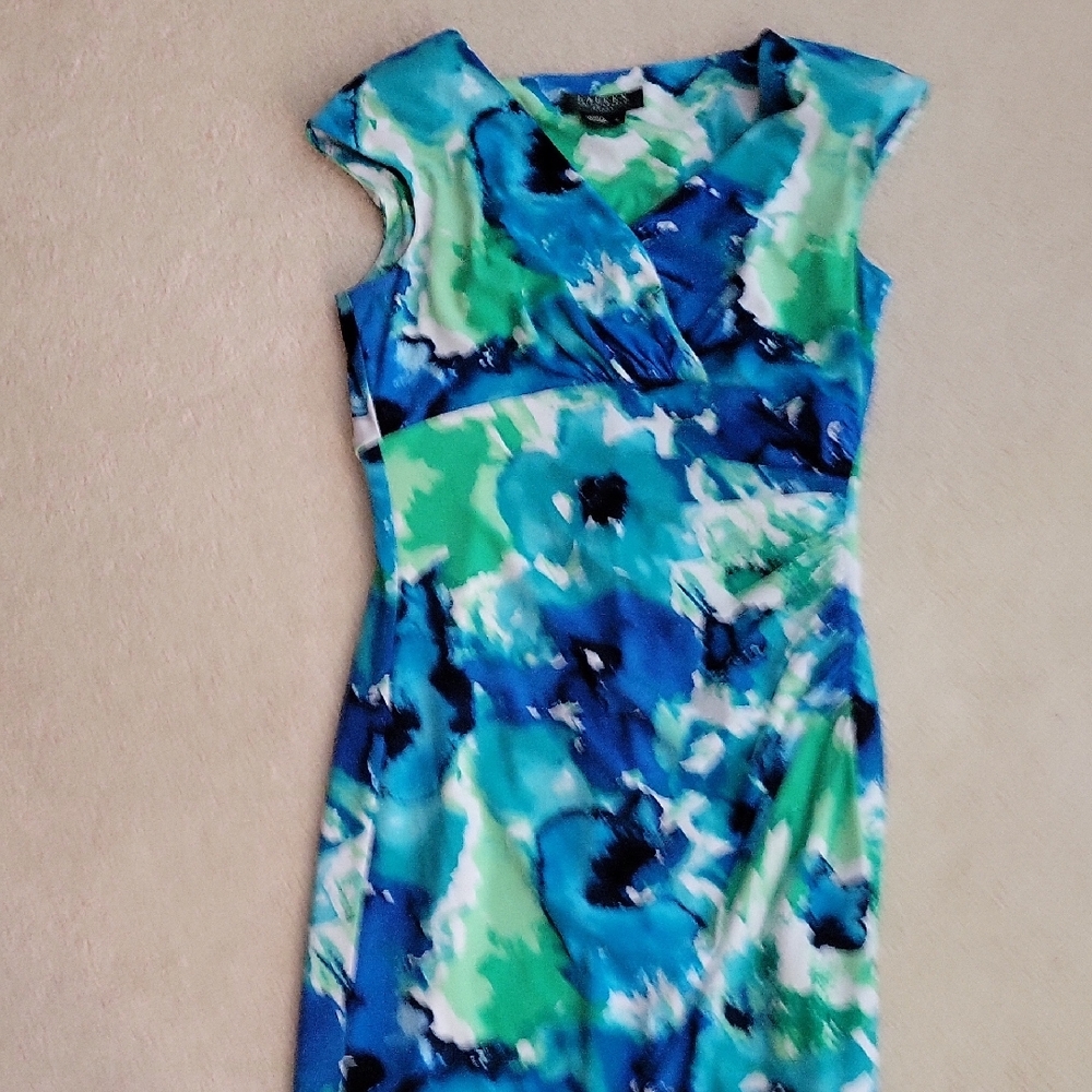 Ralph Lauren Blue and Green Sheath Dress